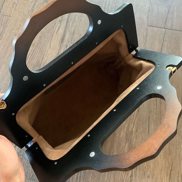 Genuine Leather Fruit Printed Gradient Color Wood Handle bag & 2 Chain Styles - Picture 15 of 16